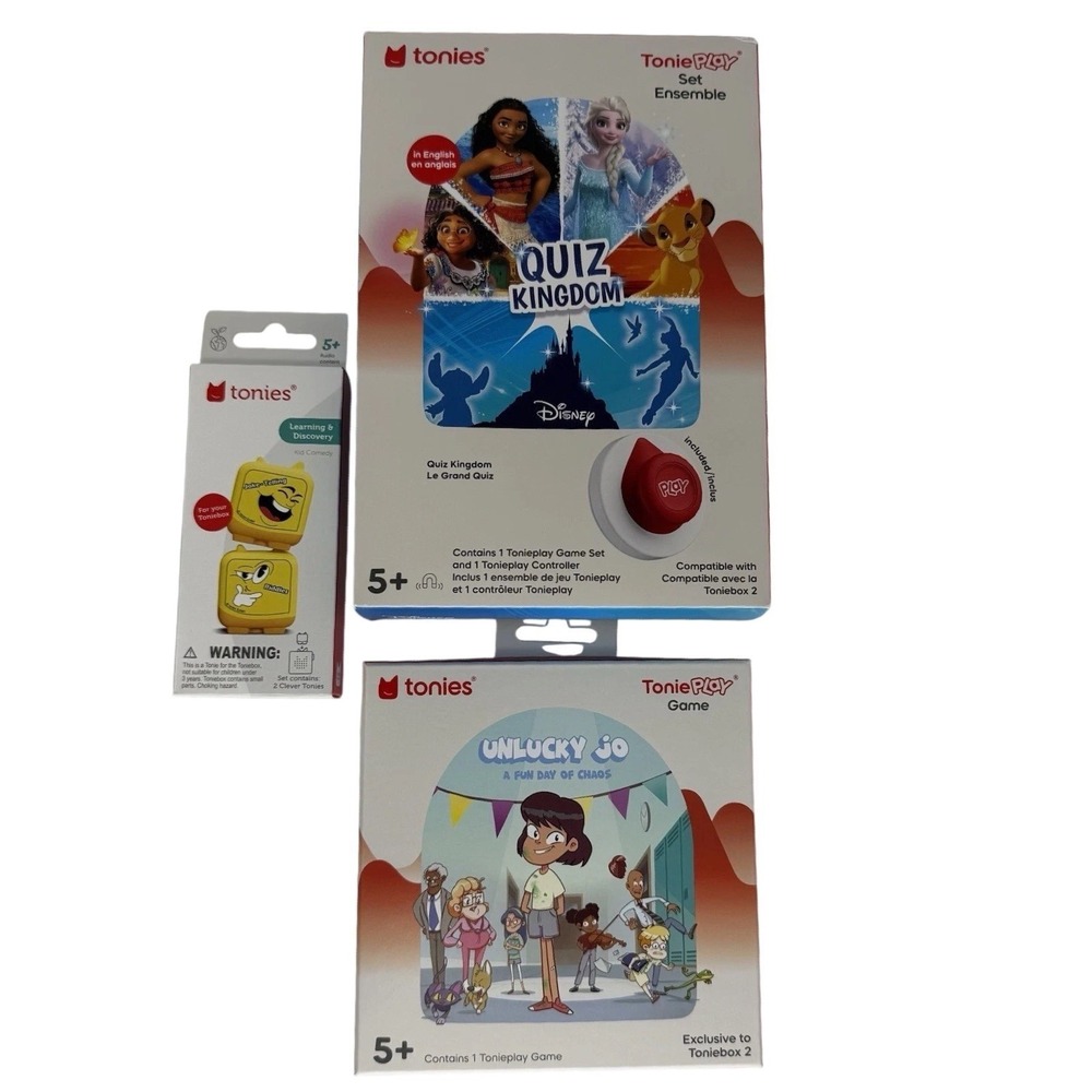 ToniePlay Game Bundle  Toniebox 2 Disney Quiz Kingdom , Unlucky Jo, Kids Comedy